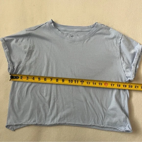 Free People We The Free The Perfect Tee Light Blue Casual Cotton Cropped Basic - Picture 8 of 11